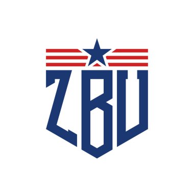 Yıldız ve Amerikan Bayrak Kayışlı Yurtsever ZBU logosu. ABD Bayrağı ile ZBU Logosu