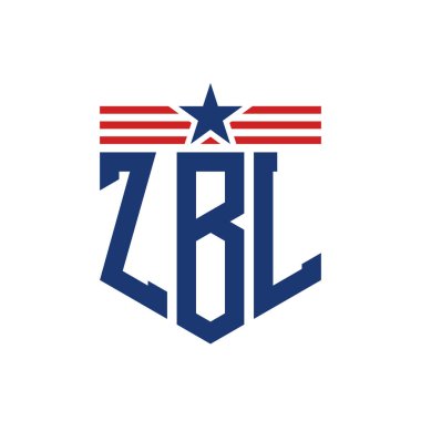 Yıldız ve Amerikan Bayrak Kayışlı Vatansever ZBL logosu. ABD Bayrağı ile ZBL Logosu