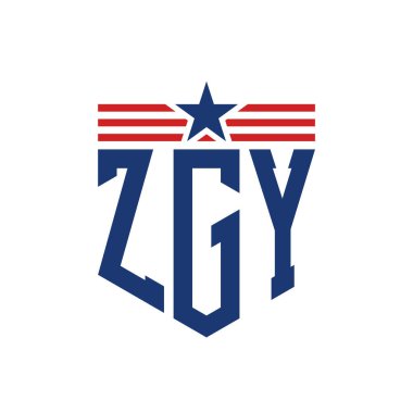 Yıldız ve Amerikan Bayrak Kayışlı Vatansever ZGY logosu. ABD Bayrağı ile ZGY Logosu