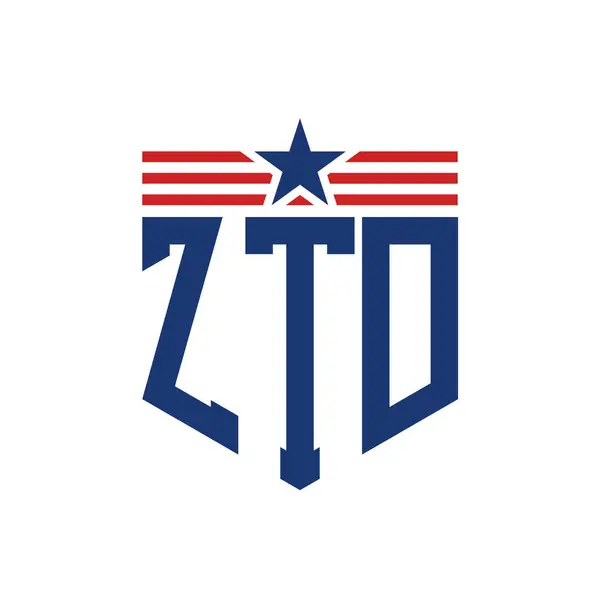 stock vector Patriotic ZTD Logo with Star and American Flag Straps. Letter ZTD Logo with USA Flag