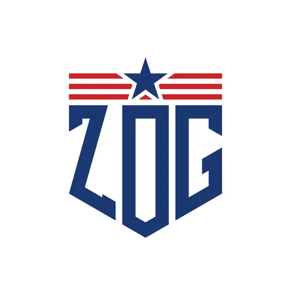 stock vector Patriotic ZOG Logo with Star and American Flag Straps. Letter ZOG Logo with USA Flag