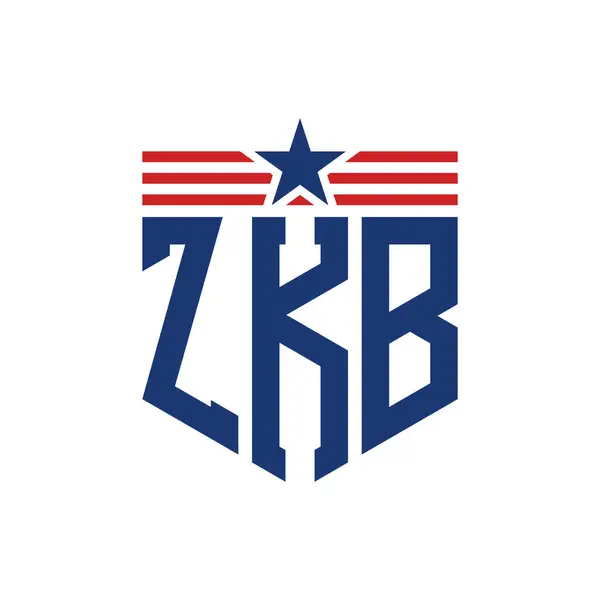 stock vector Patriotic ZKB Logo with Star and American Flag Straps. Letter ZKB Logo with USA Flag