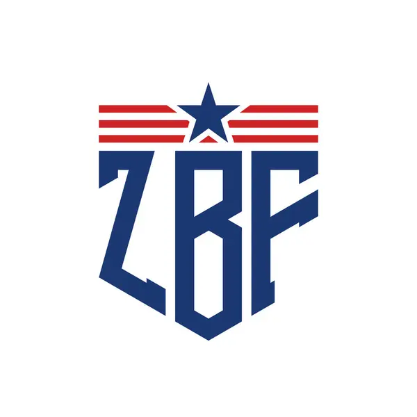 stock vector Patriotic ZBF Logo with Star and American Flag Straps. Letter ZBF Logo with USA Flag