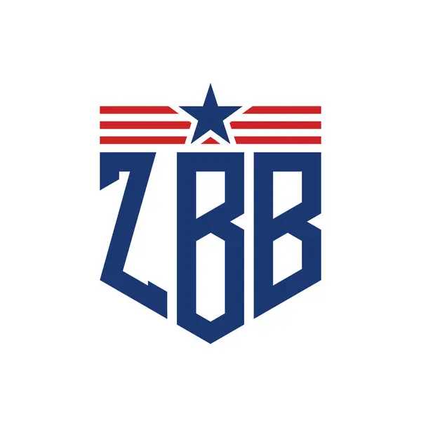 stock vector Patriotic ZBB Logo with Star and American Flag Straps. Letter ZBB Logo with USA Flag