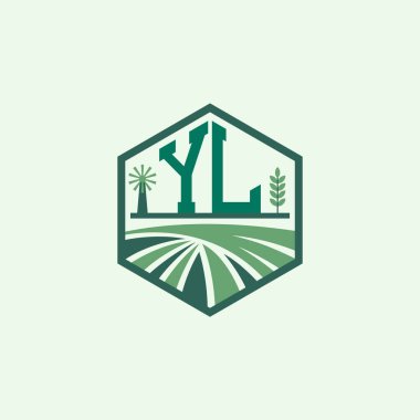 Modern Agricultural YL Logo Design. Letter YL Farm Logo and Field Icon for Eco-Friendly Branding. YL Sustainable Agriculture Emblem clipart