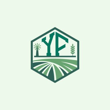 Modern Agricultural YF Logo Design. Letter YF Farm Logo and Field Icon for Eco-Friendly Branding. YF Sustainable Agriculture Emblem clipart