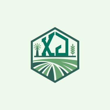 Modern Agricultural XJ Logo Design. Letter XJ Farm Logo and Field Icon for Eco-Friendly Branding. XJ Sustainable Agriculture Emblem clipart