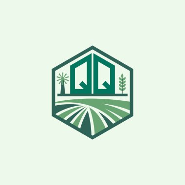 Modern Agricultural QQ Logo Design. Letter QQ Farm Logo and Field Icon for Eco-Friendly Branding. QQ Sustainable Agriculture Emblem clipart