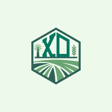 Modern Agricultural XD Logo Design. Letter XD Farm Logo and Field Icon for Eco-Friendly Branding. XD Sustainable Agriculture Emblem clipart