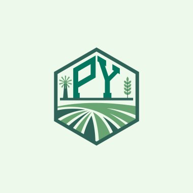 Modern Agricultural PY Logo Design. Letter PY Farm Logo and Field Icon for Eco-Friendly Branding. PY Sustainable Agriculture Emblem clipart