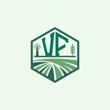 Modern Agricultural VF Logo Design. Letter VF Farm Logo and Field Icon for Eco-Friendly Branding. VF Sustainable Agriculture Emblem clipart