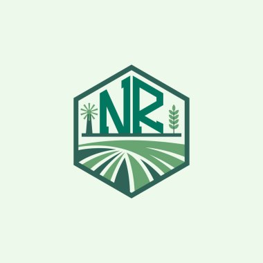 Modern Agricultural NR Logo Design. Letter NR Farm Logo and Field Icon for Eco-Friendly Branding. NR Sustainable Agriculture Emblem clipart