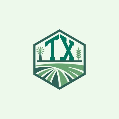 Modern Agricultural TX Logo Design. Letter TX Farm Logo and Field Icon for Eco-Friendly Branding. TX Sustainable Agriculture Emblem clipart