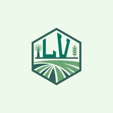 Modern Agricultural LV Logo Design. Letter LV Farm Logo and Field Icon for Eco-Friendly Branding. LV Sustainable Agriculture Emblem clipart