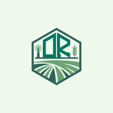 Modern Agricultural DR Logo Design. Letter DR Farm Logo and Field Icon for Eco-Friendly Branding. DR Sustainable Agriculture Emblem clipart