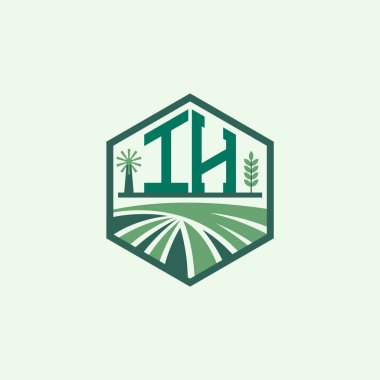 Modern Agricultural IH Logo Design. Letter IH Farm Logo and Field Icon for Eco-Friendly Branding. IH Sustainable Agriculture Emblem clipart