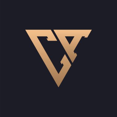 CA Logo Tasarımı. Modern, Minimal, Zarif ve Lüks CA Logosu. Marka Şirket Kimliği için Parlak Üçgen Monogram Harf CA Logo Tasarımı.