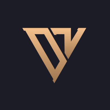 DZ Logo Tasarımı. Modern, Minimal, Zarif ve Lüks DZ Logosu. Marka Şirket Kimliği için Parlak Üçgen Monogram Harf Logosu Tasarımı.