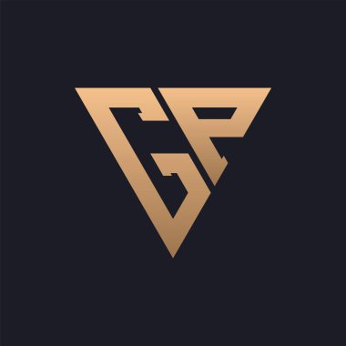 GP Logo Tasarımı. Modern, Minimal, Zarif ve Lüks GP logosu. Parlak Üçgen Monogram Marka İş Kimliği için GP Logo Tasarımı.