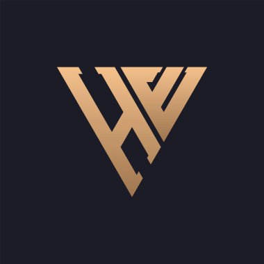 Logo Tasarımı. Modern, Minimal, Zarif ve Lüks He logosu. Şık Üçgen Monogram Marka Şirket Kimliği için Logo Tasarımı.