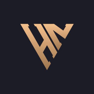 HN Logo Tasarımı. Modern, Minimal, Zarif ve Lüks HN logosu. Şık Üçgen Monogram Marka Şirket Kimliği için HN Logo Tasarımı.