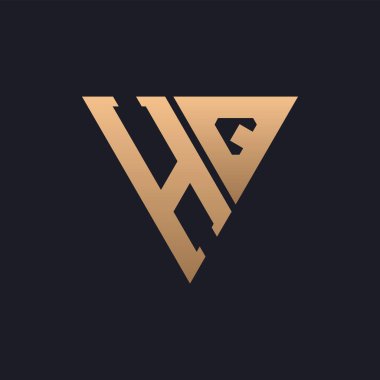 Karargah Logo Tasarımı. Modern, Minimal, Zarif ve Lüks HQ Logosu. Marka Şirket Kimliği için Parlak Üçgen Monogram Harf Logosu Tasarımı.