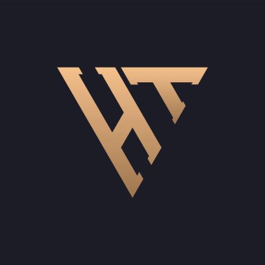 HT Logo Tasarımı. Modern, Minimal, Zarif ve Lüks HT logosu. Marka Şirket Kimliği için Parlak Üçgen Monogram Harf Logosu Tasarımı.