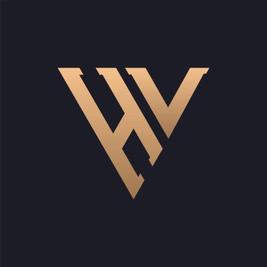 HV Logo Tasarımı. Modern, Minimal, Zarif ve Lüks HV logosu. Şık Üçgen Monogram Marka İş Kimliği için HV Logo Tasarımı.
