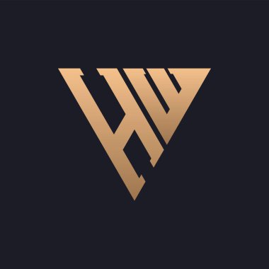 HW Logo Tasarımı. Modern, Minimal, Zarif ve Lüks HW logosu. Şık Üçgen Monogram Marka Şirket Kimliği için HW Logo Tasarımı.