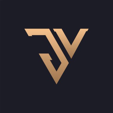JV Logo Tasarımı. Modern, Minimal, Zarif ve Lüks JV logosu. Şık Üçgen Monogram Marka Şirket Kimliği için JV Logo Tasarımı.