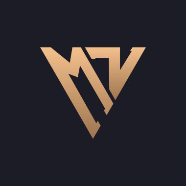MZ Logo Tasarımı. Modern, Minimal, Zarif ve Lüks MZ Logosu. Marka Şirket Kimliği için Parlak Üçgen Monogram MZ Logo Tasarımı.