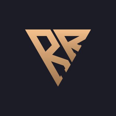 RR Logo Tasarımı. Modern, Minimal, Zarif ve Lüks RR Logosu. Marka Şirket Kimliği için Parlak Üçgen Monogram Harf Logosu Tasarımı.