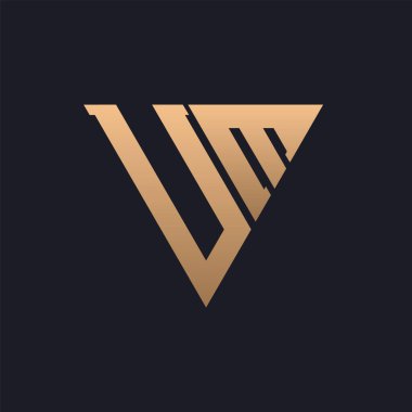 Logo Tasarımı. Modern, Minimal, Zarif ve Lüks UM Logosu. Marka Şirket Kimliği için Parlak Üçgen Monogram Harf Logosu Tasarımı.