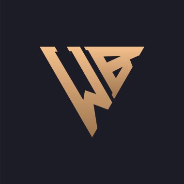 WB Logo Tasarımı. Modern, Minimal, Zarif ve Lüks WB Logosu. Özel Üçgen Monogram Marka İş Kimliği için WB Logo Tasarımı.