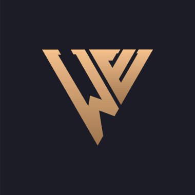 Logo Tasarımı. Modern, Minimal, Zarif ve Lüks We Logosu. Pırıltılı Üçgen Monogram Marka Şirket Kimliği için Logo Tasarımı.