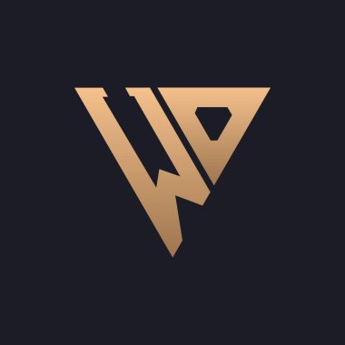 WO Logo Tasarımı. Modern, Minimal, Zarif ve Lüks WO Logosu. Parlak Üçgen Monogram Marka Şirket Kimliği için WO Logo Tasarımı.