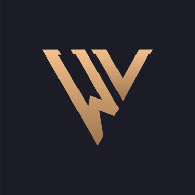 WV Logo Tasarımı. Modern, Minimal, Zarif ve Lüks WV Logosu. Özel Üçgen Monogram Marka İş Kimliği için WV Logo Tasarımı.