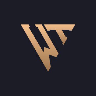 WT Logo Tasarımı. Modern, Minimal, Zarif ve Lüks WT Logosu. Özel Üçgen Monogram Marka İş Kimliği için WT Logo Tasarımı.