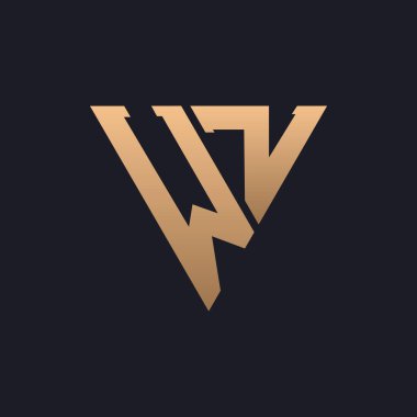 WZ Logo Tasarımı. Modern, Minimal, Zarif ve Lüks WZ Logosu. Marka Şirket Kimliği için Şık Üçgen Monogram Harfi WZ Logo Tasarımı.