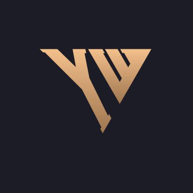 YW Logo Tasarımı. Modern, Minimal, Zarif ve Lüks YW Logosu. Parlak Üçgen Monogram Marka İş Kimliği için YW Logo Tasarımı.