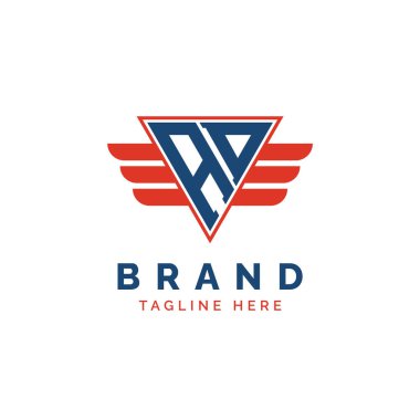 Patriotic AD Logo Initials. Letter AD Winged Logo. Red and Blue Triangle AD with Wing for Aviation, Delivery Services, Sports, Military and Security Agencies clipart