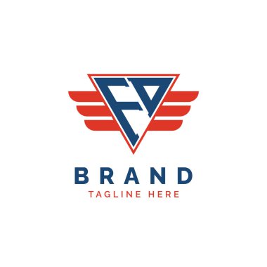 Patriotic FD Logo Initials. Letter FD Winged Logo. Red and Blue Triangle FD with Wing for Aviation, Delivery Services, Sports, Military and Security Agencies clipart