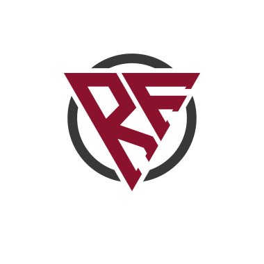 Kalın Üçgen Tasarımlı Dairesel Arkaplan RF Monogram Logosu. Profesyonel RF Harf Logosu Modern İşletme Markası ve Şık Amblem Konsepti için Mükemmel