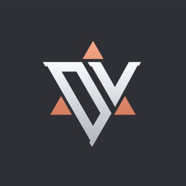 Geometrik Üçgen Elementli Modern DV Harf Logosu Tasarımı. DV Logo Baş harfleri