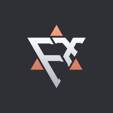 Geometrik Üçgen Elementli Modern FX Harf Logosu Tasarımı. FX Logo Baş harfleri