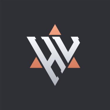 Geometrik Üçgen Elementli Modern HU Harf Logosu Tasarımı. HU Logo Baş harfleri