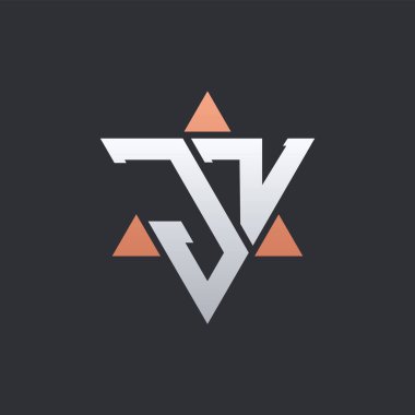 Geometrik Üçgen elementli modern JZ Harf Logosu Tasarımı. JZ Logo Baş harfleri