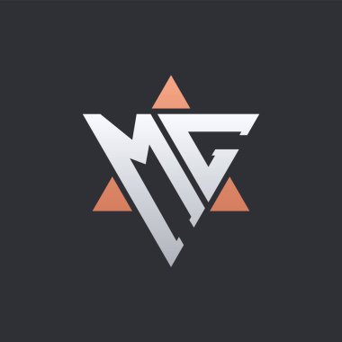 Geometrik Üçgen Elementli Modern MC Harf Logosu Tasarımı. MC Logo Baş harfleri