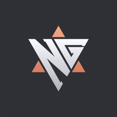 Geometrik Üçgen elementli modern NG Harf Logosu Tasarımı. NG Logo Baş harfleri