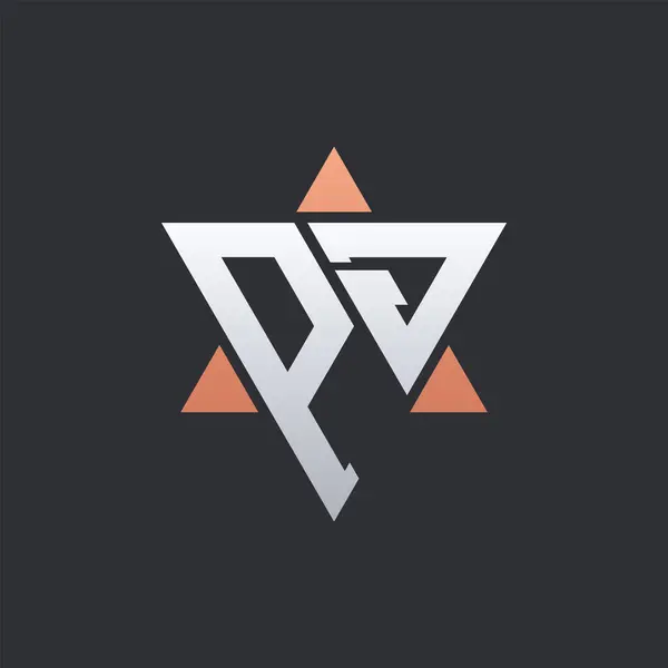 Geometrik Üçgen elementli modern PJ Harf Logosu Tasarımı. PJ Logo Baş harfleri
